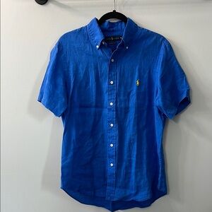 Ralph Lauren Blue Ocean Wash Line Button Down Short Sleeve Shirt Medium